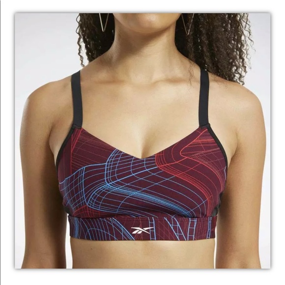Reebok Womens Sports Bra TS Hero Strappy Tech Twist Padded Maroon Small Pullover - Picture 5 of 8